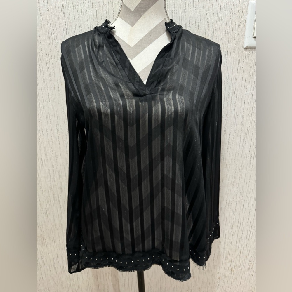 Zara black long sleeve sheer top
